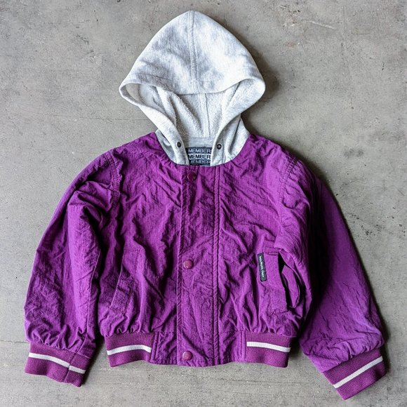Vintage Members Only Kids Purple Gray Hooded Full Zip Jacket size 5 - Picture 1 of 10